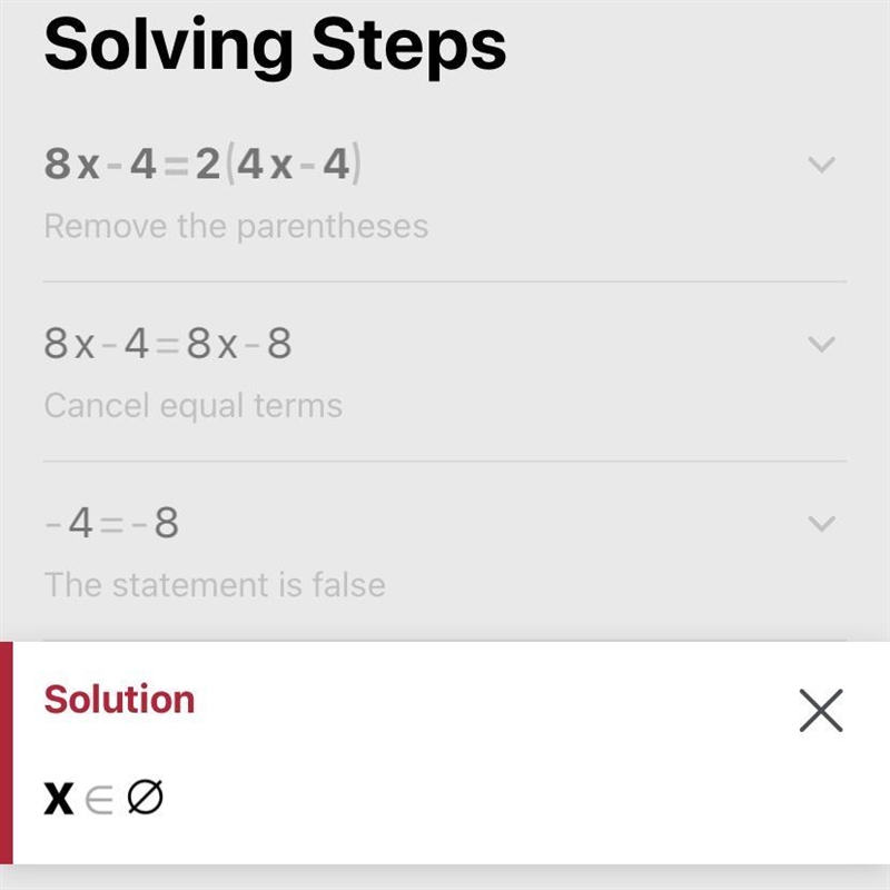 8x – 4 = 2(4x – 4) solve the equation.-example-1