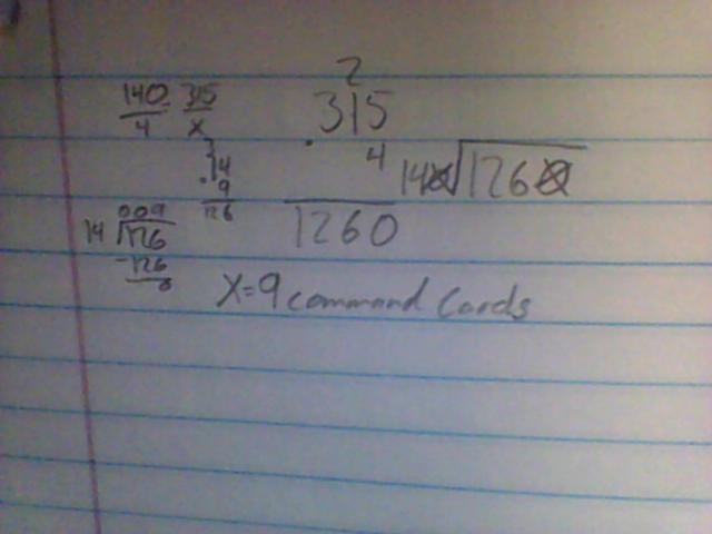 Heather worked on 4 command cards in 140 minutes. At the same rate, how many cards-example-1