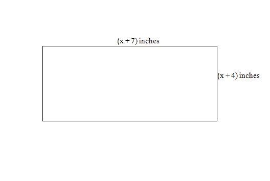 A square of an unknown side length x inches has one side length increased by 4 inches-example-1