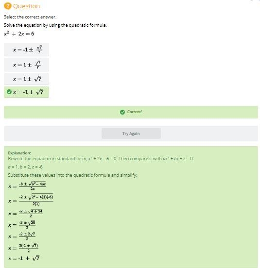 Solve the equation y=2x^2-x-6 using the quadratic formula show the steps to solving-example-1