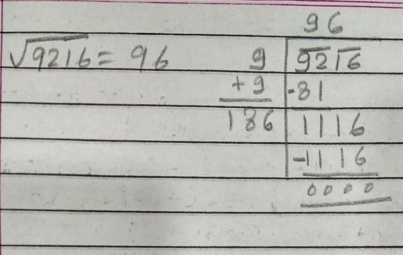 .Find the square root of the following numbers by division method. b) 9216-example-1