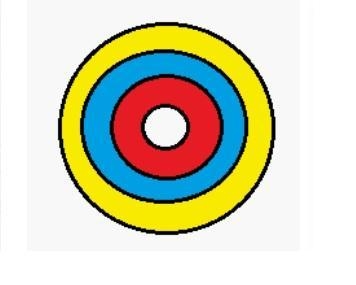 A target with a diameter of 70 cm has 4 scoring zones formed by concentric circles-example-1