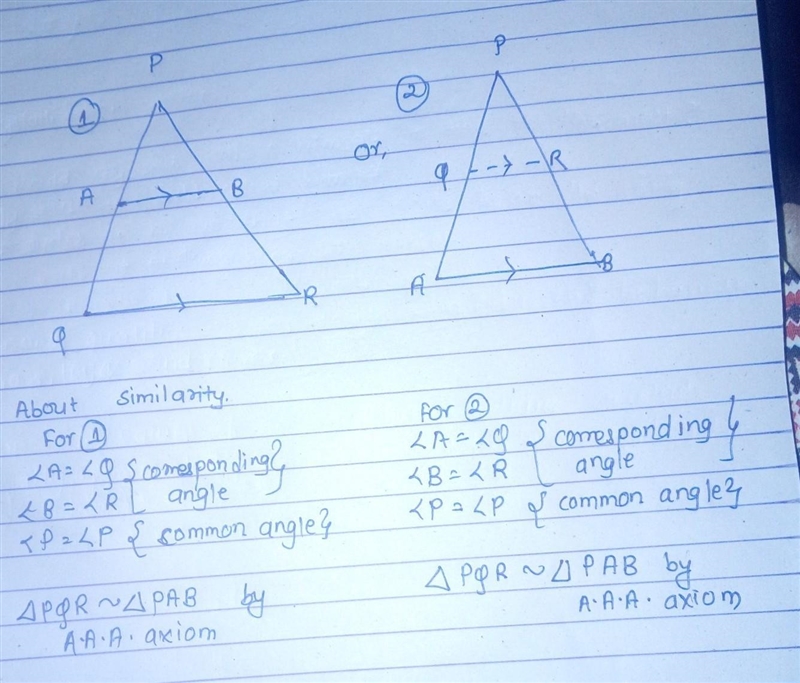 Part A: Is triangle PQR similar to triangle PAB? Explain using what you know about-example-1