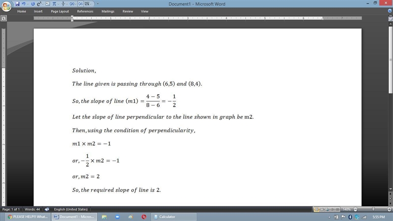 PLEASE HELP!!! What slope would a line have if it is perpendicular to the line graphed-example-1