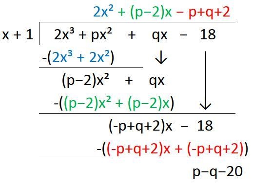 the remainder when the polynomial f(x) =2x^3 + px^2 + qx 18 is divided by (x-1) is-example-2