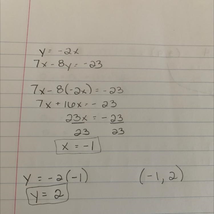 Solve the following Systems of Equations by Substitution or Elimination y = -2x 7x-example-1