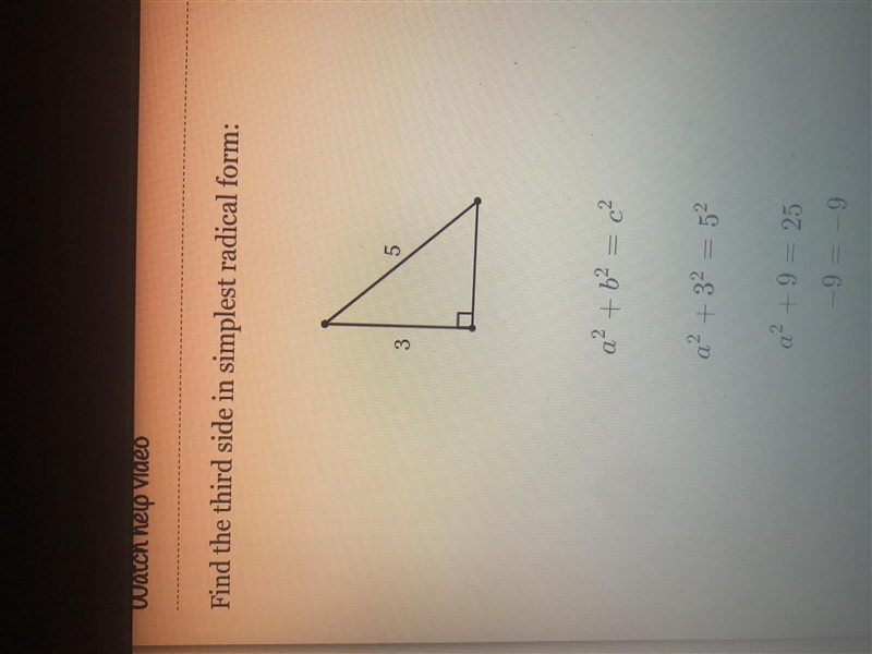 Find the third side in simplest radical form:-example-2