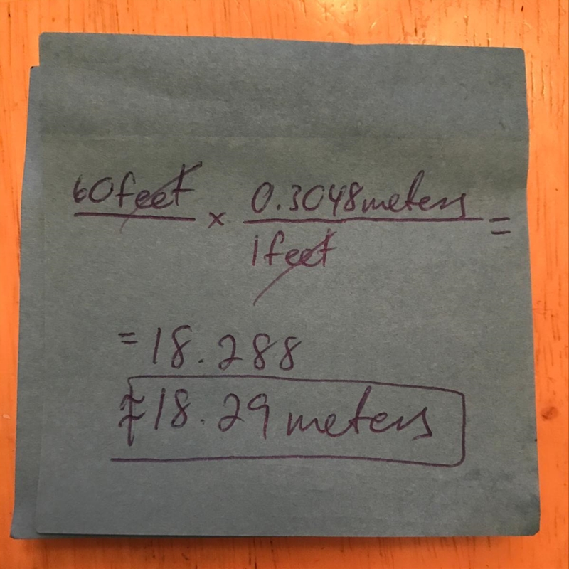 Misha measured a distance of 60 feet from her kitchen to the bedroom. What is the-example-1