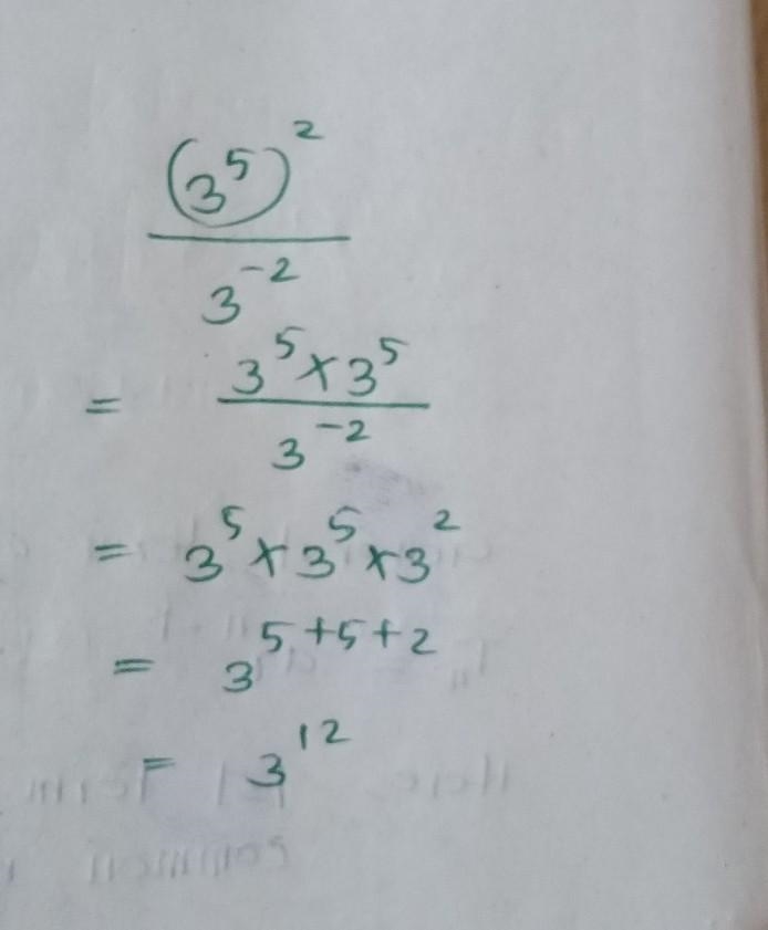 (3⁵)²/3-² answer choices: 3¹⁰....3¹²...3⁹...3⁸-example-1