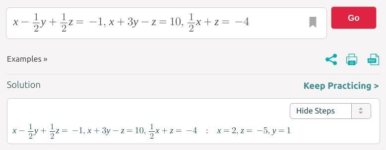 2. Solve the system of equations. 1 ży 22 —1 x + 3y = 2 = 10 11/x + 2 + z = -4-example-1