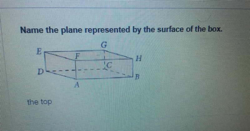 Name the plane represented by each surface of the box. the top-example-1