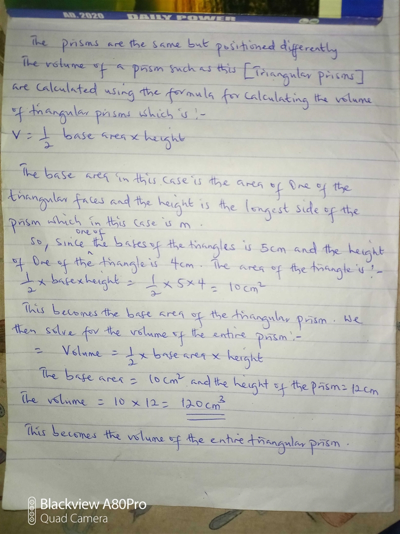 Alfreda made a container shaped like a triangular prism, as shown in the diagram. What-example-2