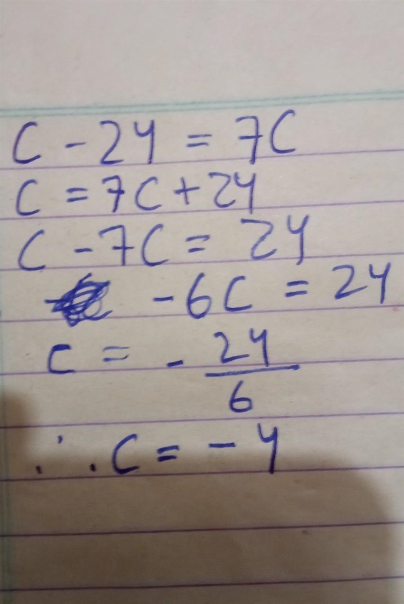 What are the two answers for this problem? |c - 24| = 7c-example-2