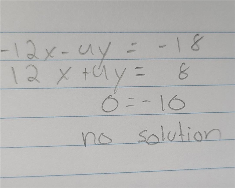 Solve by elimination -12x-4y=-8 -6x-2y=-4-example-1