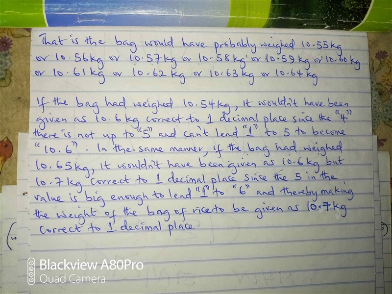 The mass is kg of a bag of rice is given as 10.6 correct to 1 decimal place.the range-example-2