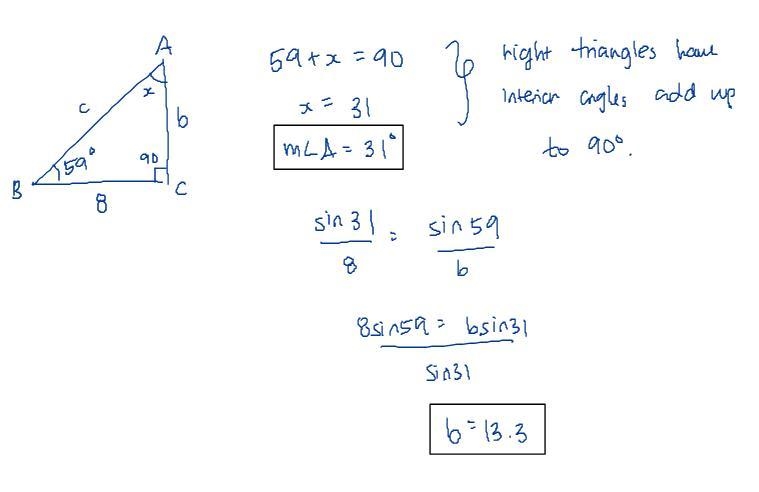 22) Find the measure of angle A to the nearest degree. Find the length of side b, to-example-1