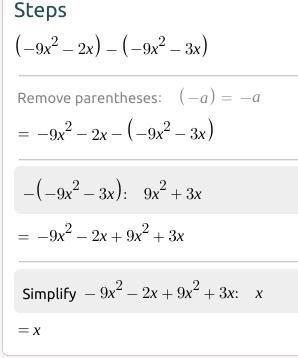 (-9x^2– 2x) - (-9x^2 – 3x)-example-1