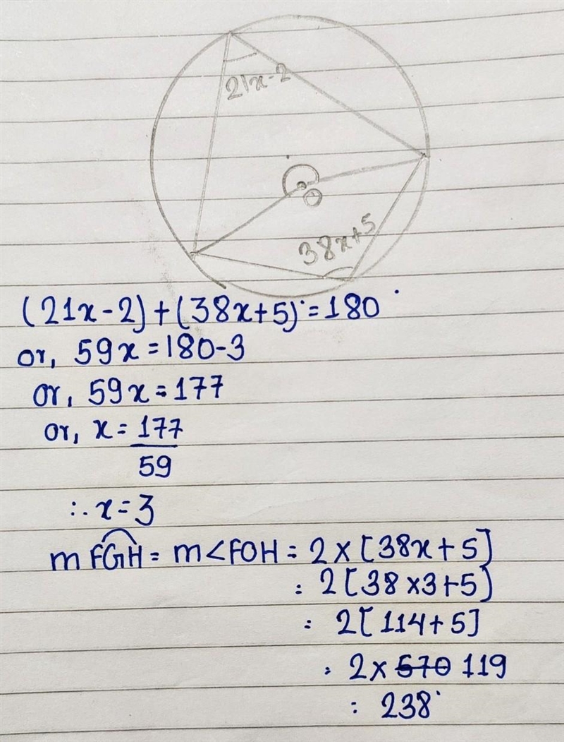 Find the measure of arc FGH.-example-1