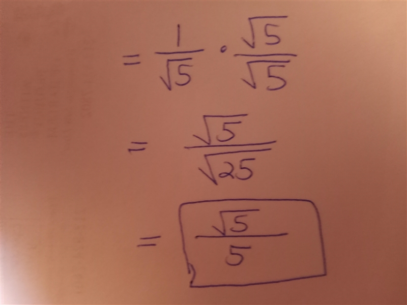 Rationalise the denominator and simplify 1/√5​-example-1