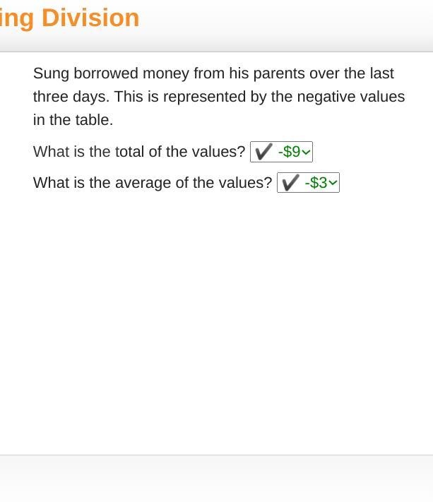 Sung borrowed money from his parents over the last three days. This is represented-example-1