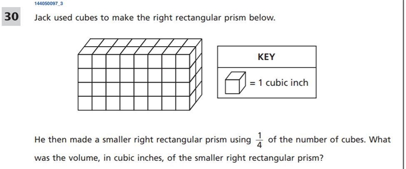 Jack used cubes to make the right angle rectangular prism below she then made smaller-example-1