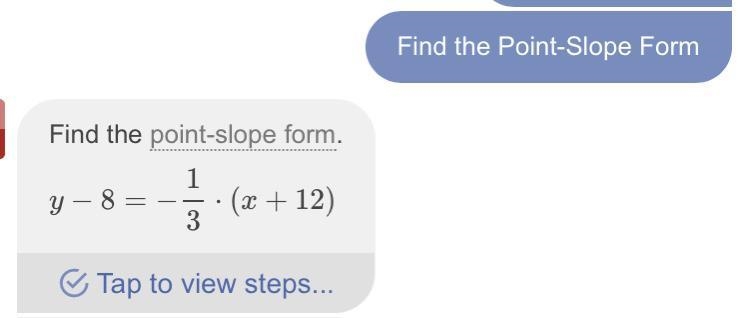 (-12,8), (6,2) What is the point-slope form of the equation of the line?-example-1