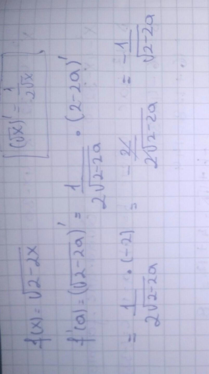 Find f'(a)/ f(x)=√(2-2x)-example-1