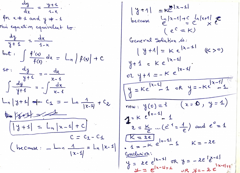 What is the particular solution to the differential equation (dy)/(dx)=(y+1)/(1-x-example-1