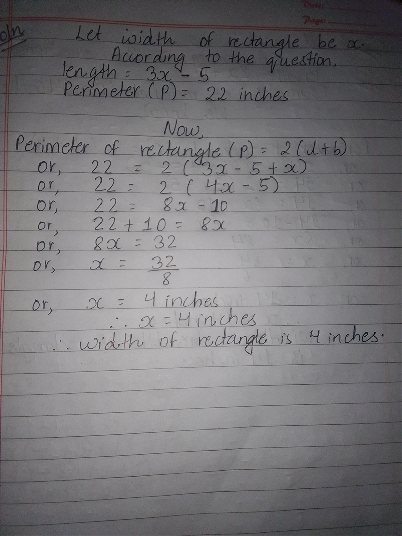 The length of a rectangle is five less than three times the width. If the perimeter-example-1