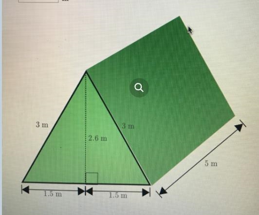 Shaun's tent (shown below) is a triangular prism. Find the surface area, including-example-1