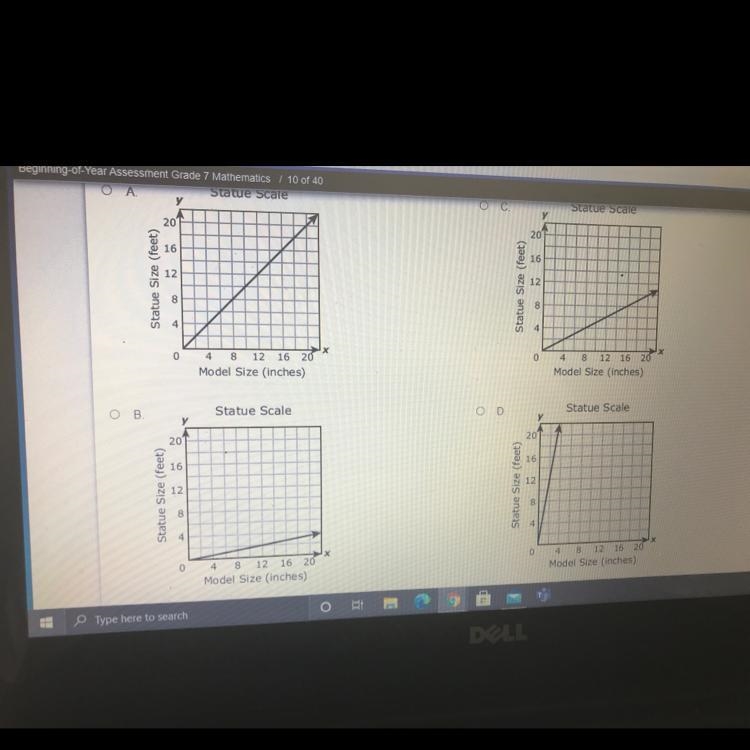 An artist is making a scale model of A statue on the model 2 inches represents 1 foot-example-1