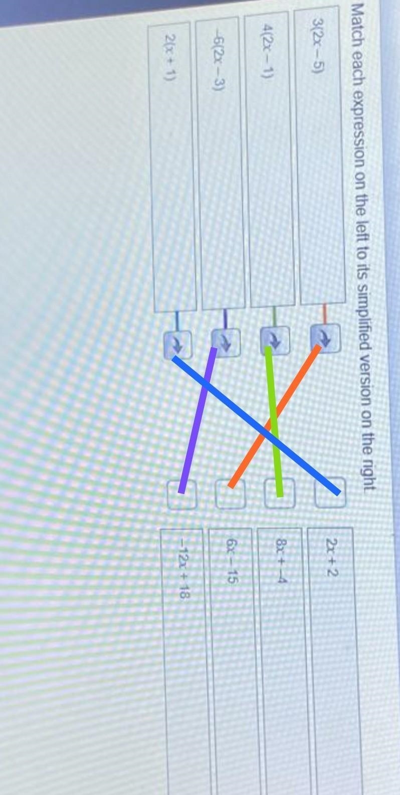 Match each expression on the left to its simplified version on the right.-example-1