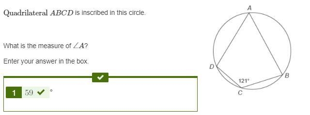 Quadrilateral ABCD ​ is inscribed in this circle. What is the measure of angle A? Enter-example-1