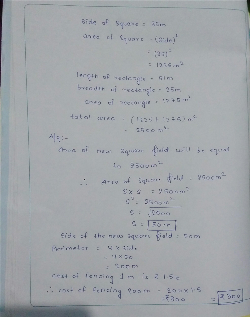 5. A man sold a square field of side 35 mand a rectangular field of length 51 m andbreadth-example-1