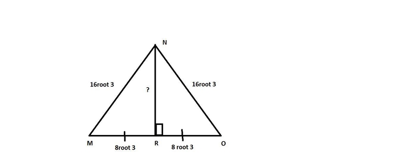 Triangle MNO is an equilateral triangle with sides measuring 16 StartRoot 3 EndRoot-example-1