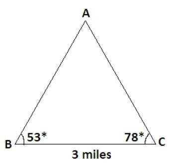 Tara wants to fix the location of a mountain by taking measurements from two positions-example-1