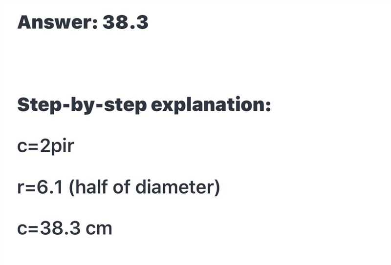 What is the approximate circumference of the circle shown below?-example-1