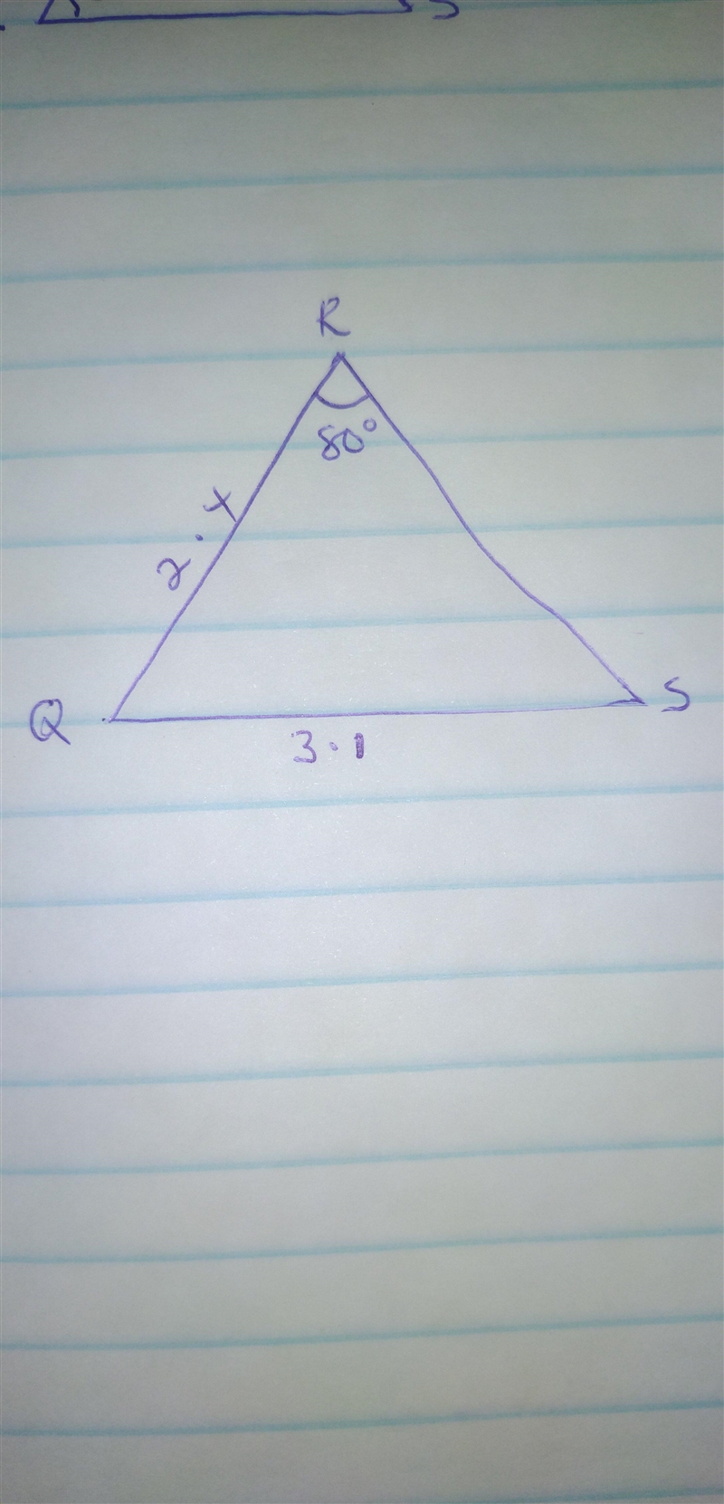 What is the length of line segment RS? Use the law of sines to find the answer. Round-example-1