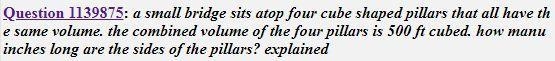 a small bridge sit atop for cube shaped powers that all have the same volume. The-example-1