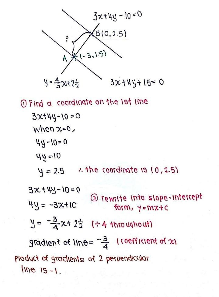 The distance between the paralled lines 3x + 4y +15 = 0 and 3x + 4y -10 = 0 is equal-example-1