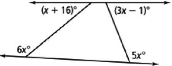 Find the value of x. X+16 3x-1 6x 5x. It is like a trapezoid on the outside to the-example-1