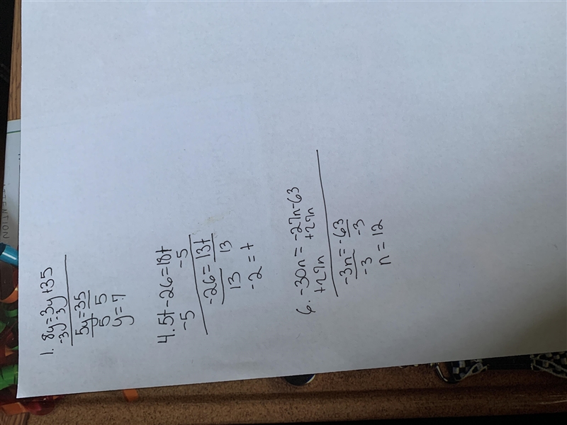 Solve each equation algebraically. Show all work. #1, #4, and #6-example-1