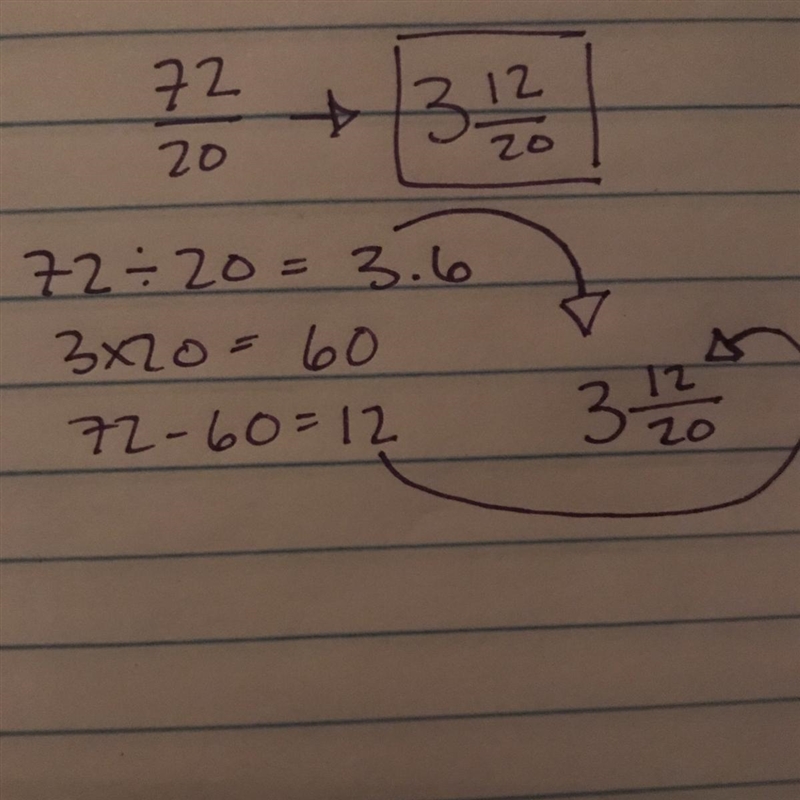 Whats 72/20 as a proper fraction... im lazy.-example-1