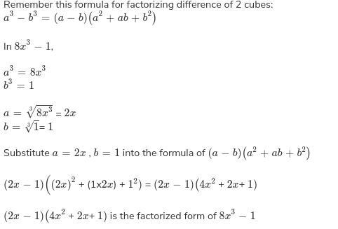 Factor the polynomial expression 8x^3-1-example-1