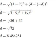 Find the distance between the two points rounding to the nearest tenth (if necessary-example-1