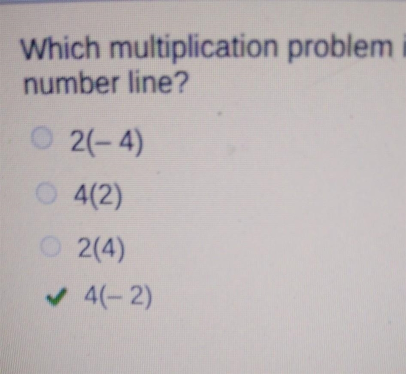 N -10 9 8 7 6 5 4 -3 -2 -1 0 Which multiplication problem is modeled on the number-example-1