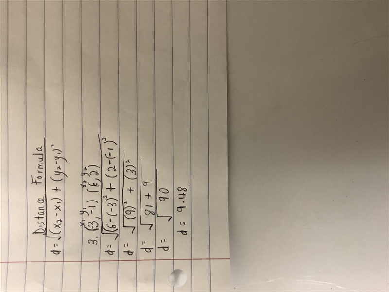 Find the distance between the two points. 3. (-3, -1), (6, 2)-example-1