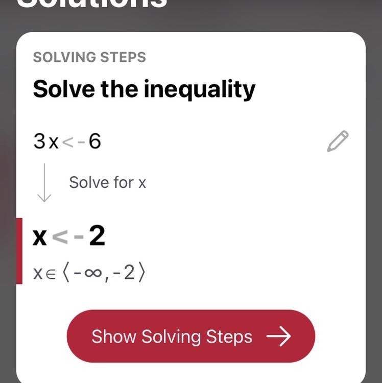 When solving the following inequality you would reverse the inequality symbol. 3x-example-1