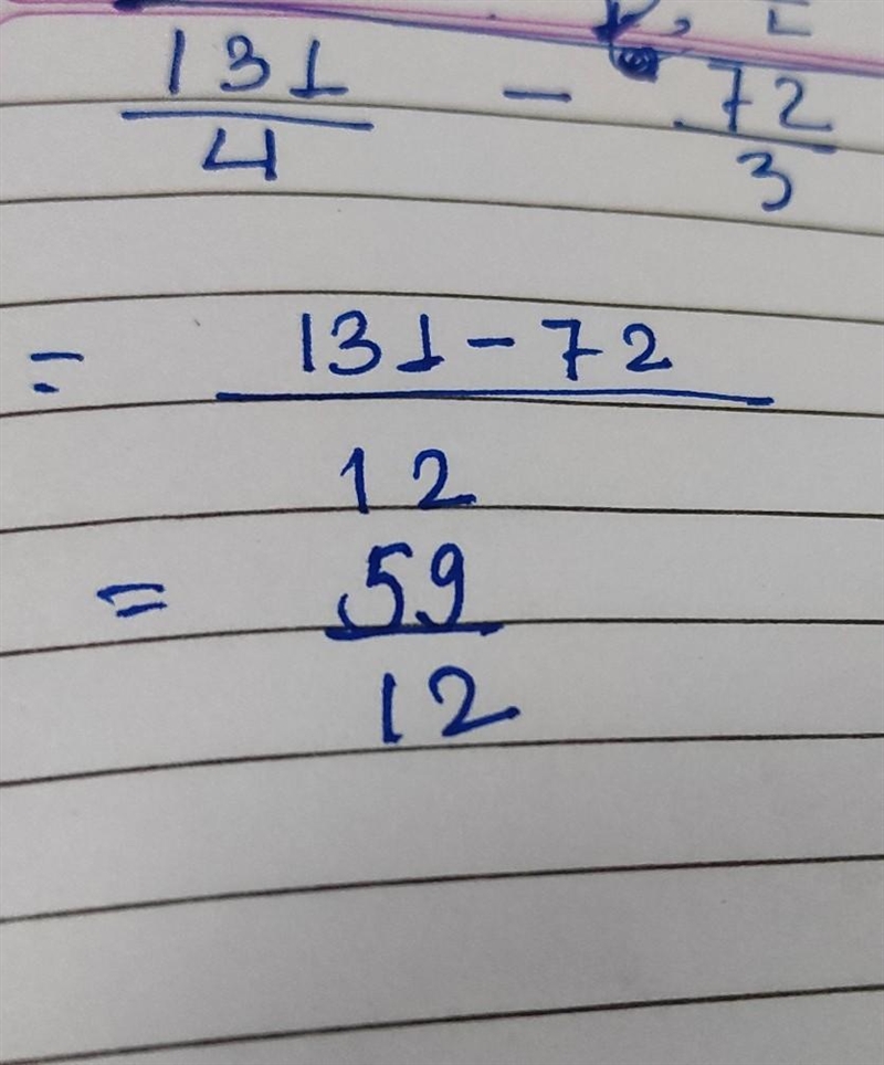 Find the lowest common denominator and solve 13 1/4 - 7 2/3​-example-1