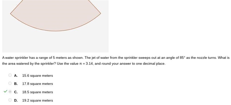 A water sprinkler has a range of 5 meters as shown. The jet of water from the sprinkler-example-1